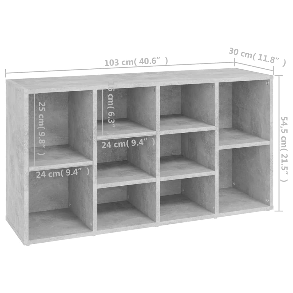Schuhbank Betongrau 103x30x55 cm Holzwerkstoff