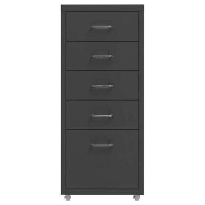 Aktenschrank mit Rollen Anthrazit 28x41x69 cm Metall