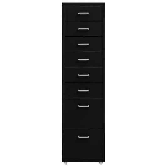 Aktenschrank mit Rollen Schwarz 28x41x109 cm Metall