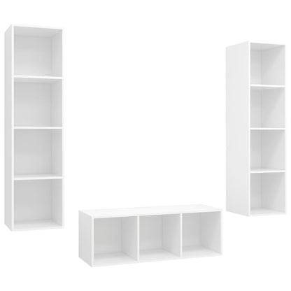 3-tlg. TV-Schrank-Set Weiß Holzwerkstoff