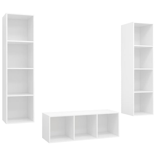 3-tlg. TV-Schrank-Set Weiß Holzwerkstoff