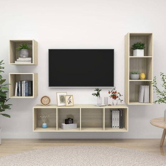 4-tlg. TV-Schrank-Set Sonoma-Eiche Holzwerkstoff