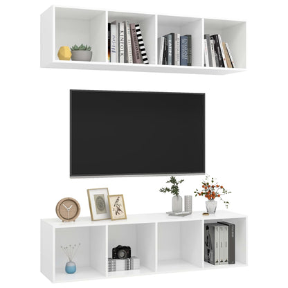 TV-Wandschränke 2 Stk. Weiß Holzwerkstoff