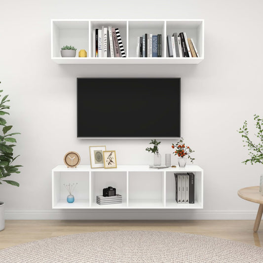 TV-Wandschränke 2 Stk. Weiß Holzwerkstoff