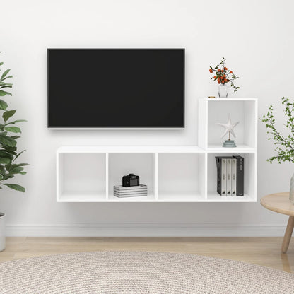 2-tlg. TV-Schrank-Set Weiß Holzwerkstoff