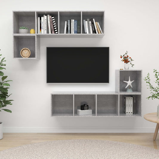 4-tlg. TV-Schrank-Set Betongrau Holzwerkstoff