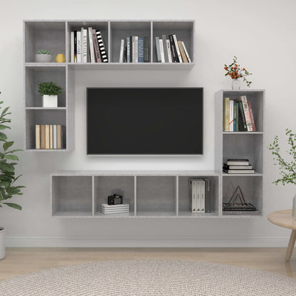 4-tlg. TV-Schrank-Set Betongrau Holzwerkstoff