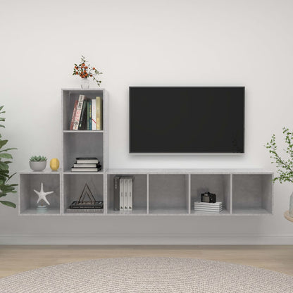 3-tlg. TV-Schrank-Set Betongrau Holzwerkstoff