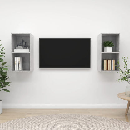TV-Wandschränke 2 Stk. Betongrau Holzwerkstoff