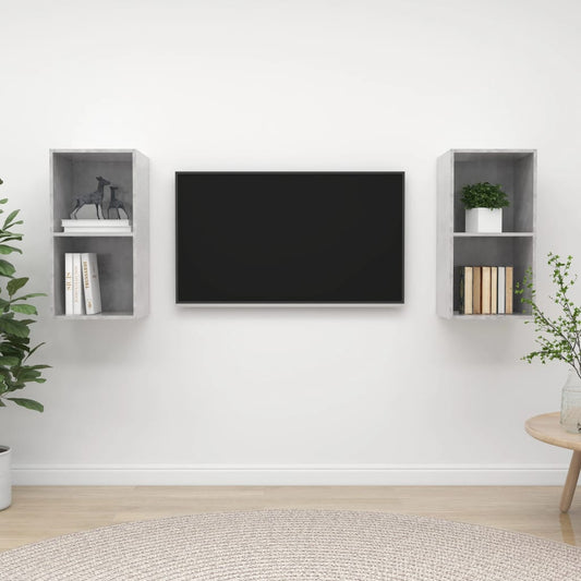 TV-Wandschränke 2 Stk. Betongrau Holzwerkstoff