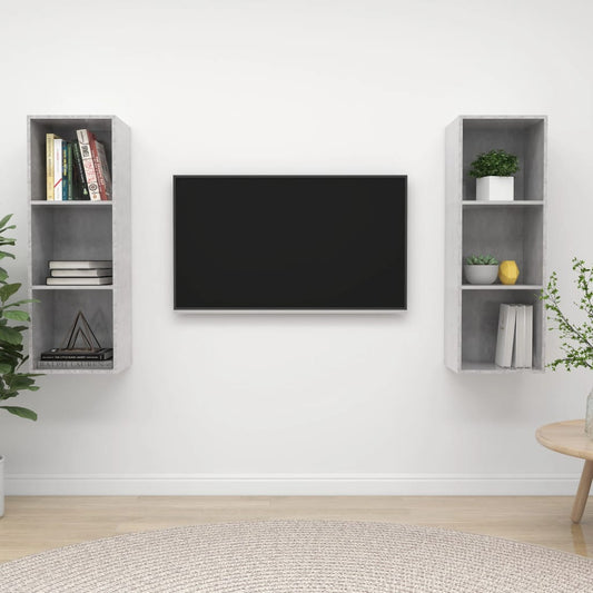 TV-Wandschränke 2 Stk. Betongrau Holzwerkstoff