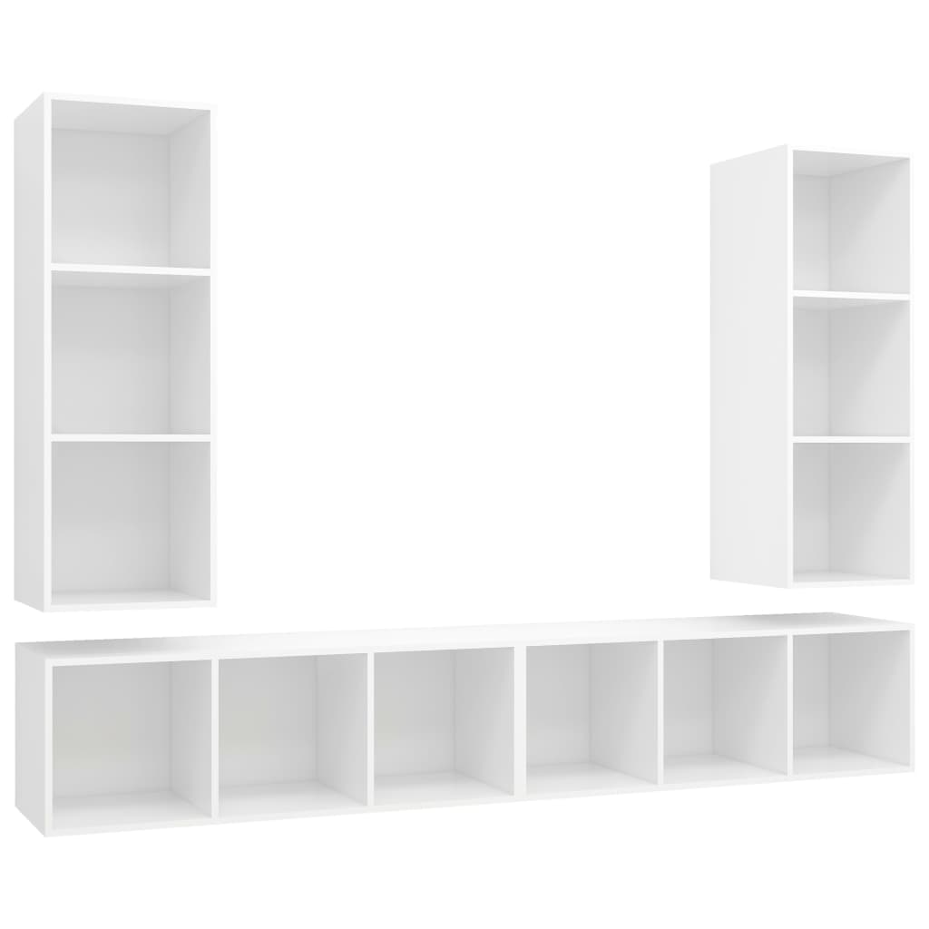 TV-Wandschränke 4 Stk. Weiß Holzwerkstoff