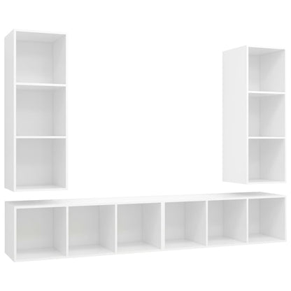 TV-Wandschränke 4 Stk. Weiß Holzwerkstoff