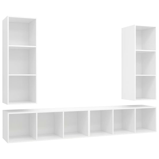 TV-Wandschränke 4 Stk. Weiß Holzwerkstoff