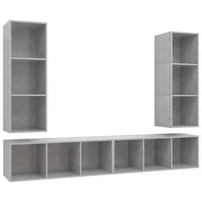 TV-Wandschränke 4 Stk. Betongrau Holzwerkstoff