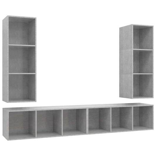 TV-Wandschränke 4 Stk. Betongrau Holzwerkstoff