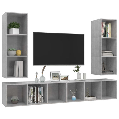 TV-Wandschränke 4 Stk. Betongrau Holzwerkstoff