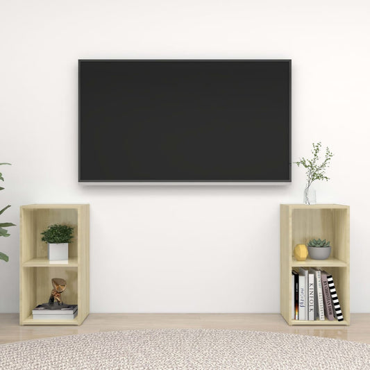TV-Schränke 2 Stk. Sonoma-Eiche 72x35x36,5 cm Holzwerkstoff