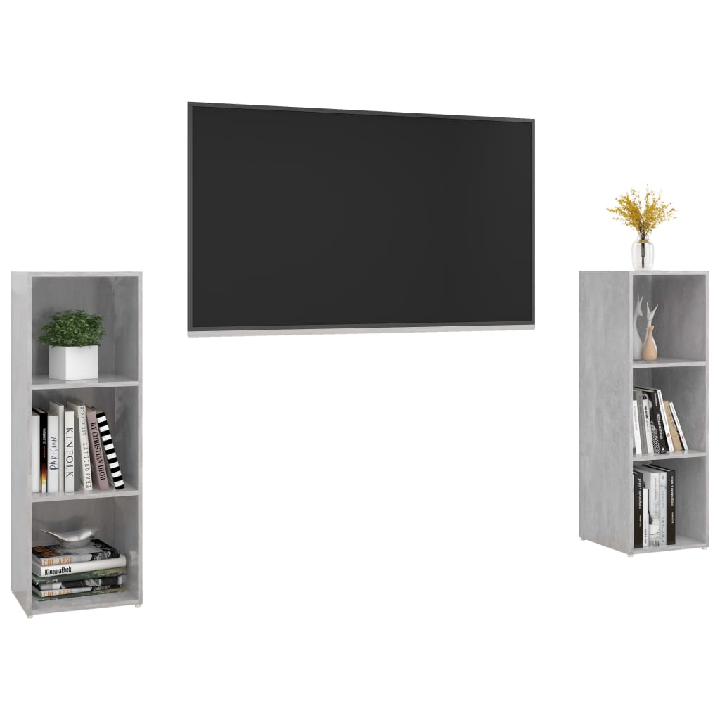 TV-Schränke 2 Stk. Betongrau 107x35x37 cm Holzwerkstoff
