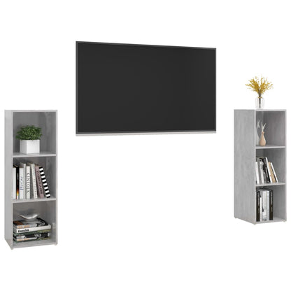 TV-Schränke 2 Stk. Betongrau 107x35x37 cm Holzwerkstoff