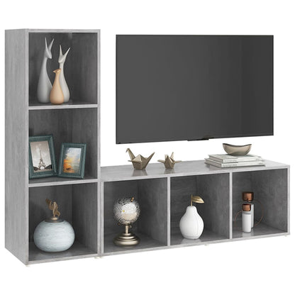 TV-Schränke 2 Stk. Betongrau 107x35x37 cm Holzwerkstoff