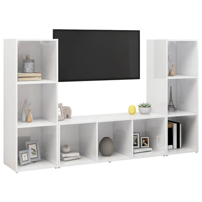 TV-Schränke 3 Stk. Weiß 107x35x37 cm Holzwerkstoff
