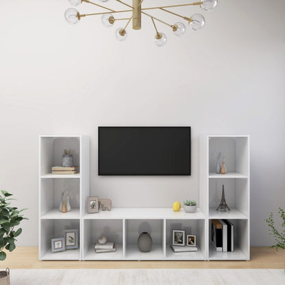 TV-Schränke 3 Stk. Weiß 107x35x37 cm Holzwerkstoff