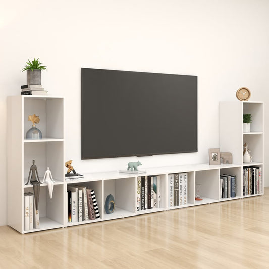 TV-Schränke 4 Stk. Weiß 107x35x37 cm Holzwerkstoff