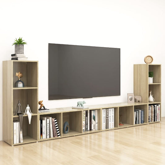 TV-Schränke 4 Stk. Sonoma-Eiche 107x35x37 cm Holzwerkstoff