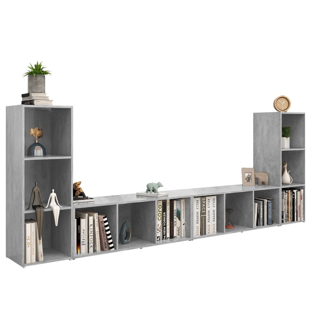 TV-Schränke 4 Stk. Betongrau 107x35x37 cm Holzwerkstoff