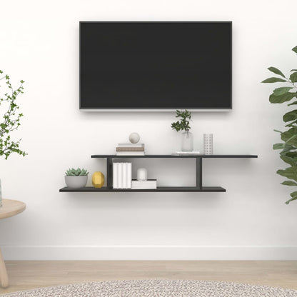 TV Væghylde Sort 125x18x23 cm Træ Materiale