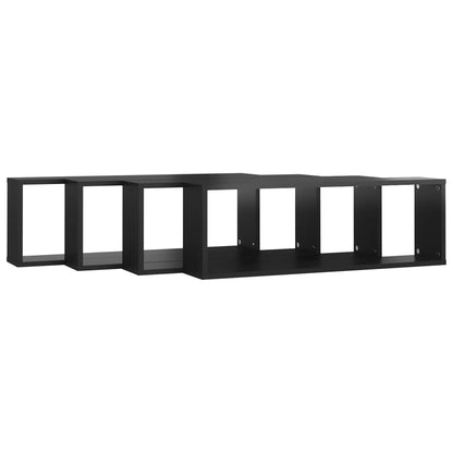 Würfelregale 4Stk. Hochglanz-Schwarz 80x15x26,5cm Holzwerkstoff