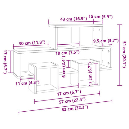 Wandregal in Autoform Weiß 82x15x51 cm Holzwerkstoff
