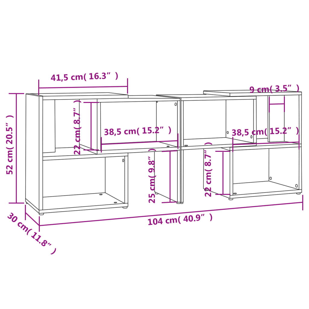 TV-skab Sort 104x30x52cm Træ Materiale