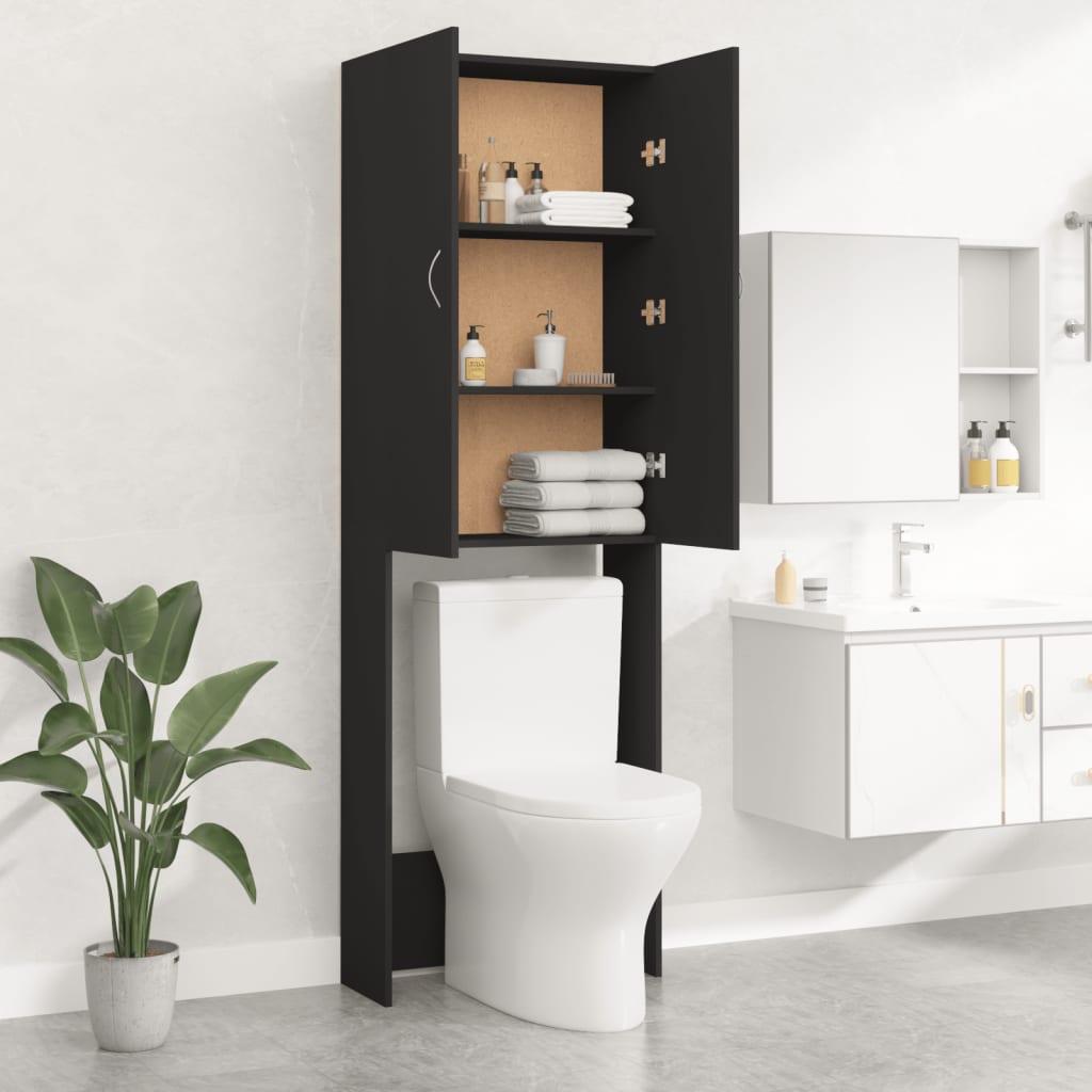 Waschmaschinenschrank Schwarz 64x25,5x190 cm