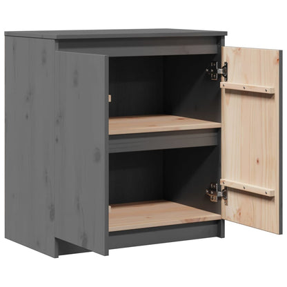 Beistellschrank Grau 60x36x65 cm Massivholz Kiefer