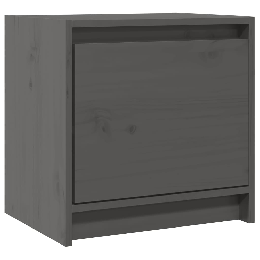 Sengeborde 2 stk Grå 40x30,5x40 cm massiv fyrretræ
