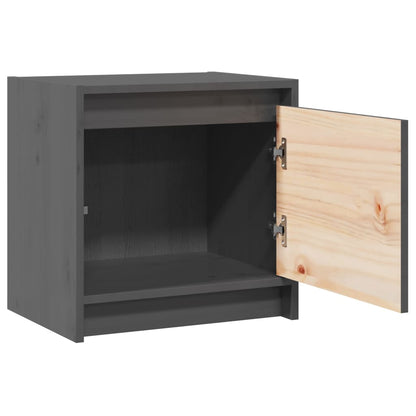 Sengeborde 2 stk Grå 40x30,5x40 cm massiv fyrretræ