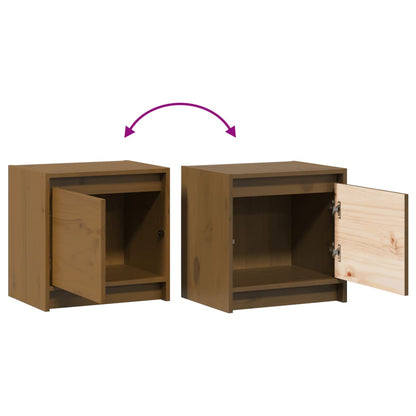 Sengeborde 2 stk Honningbrun 40x30,5x40 cm massiv fyrretræ