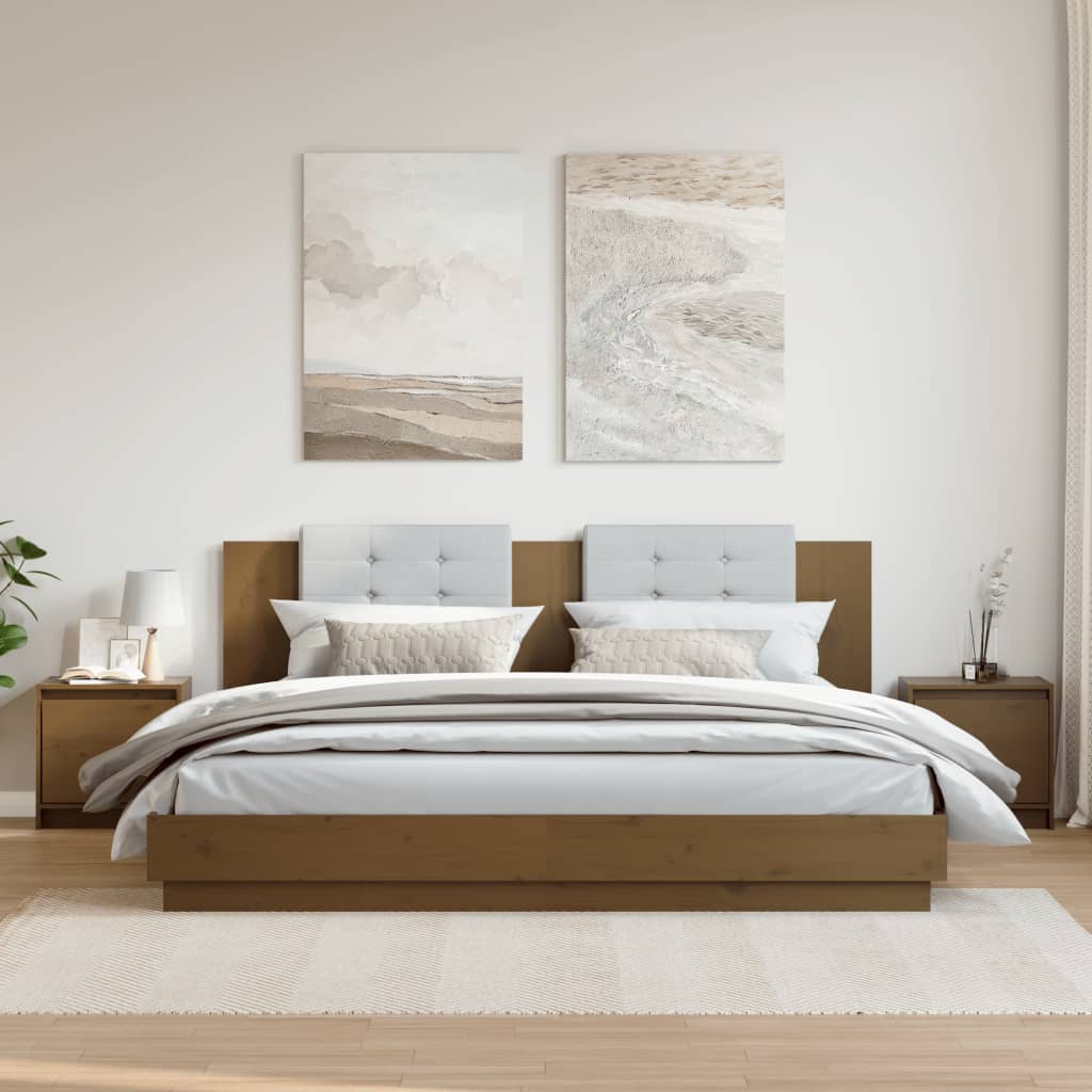 Sengeborde 2 stk Honningbrun 40x30,5x40 cm massiv fyrretræ