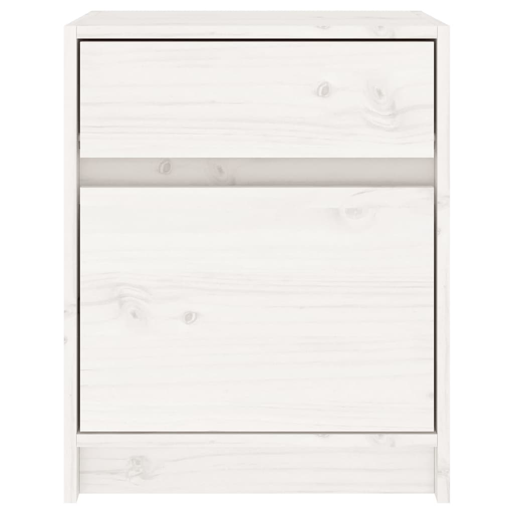 Sengeborde 2 stk Hvid 40x31x50 cm massiv fyrretræ