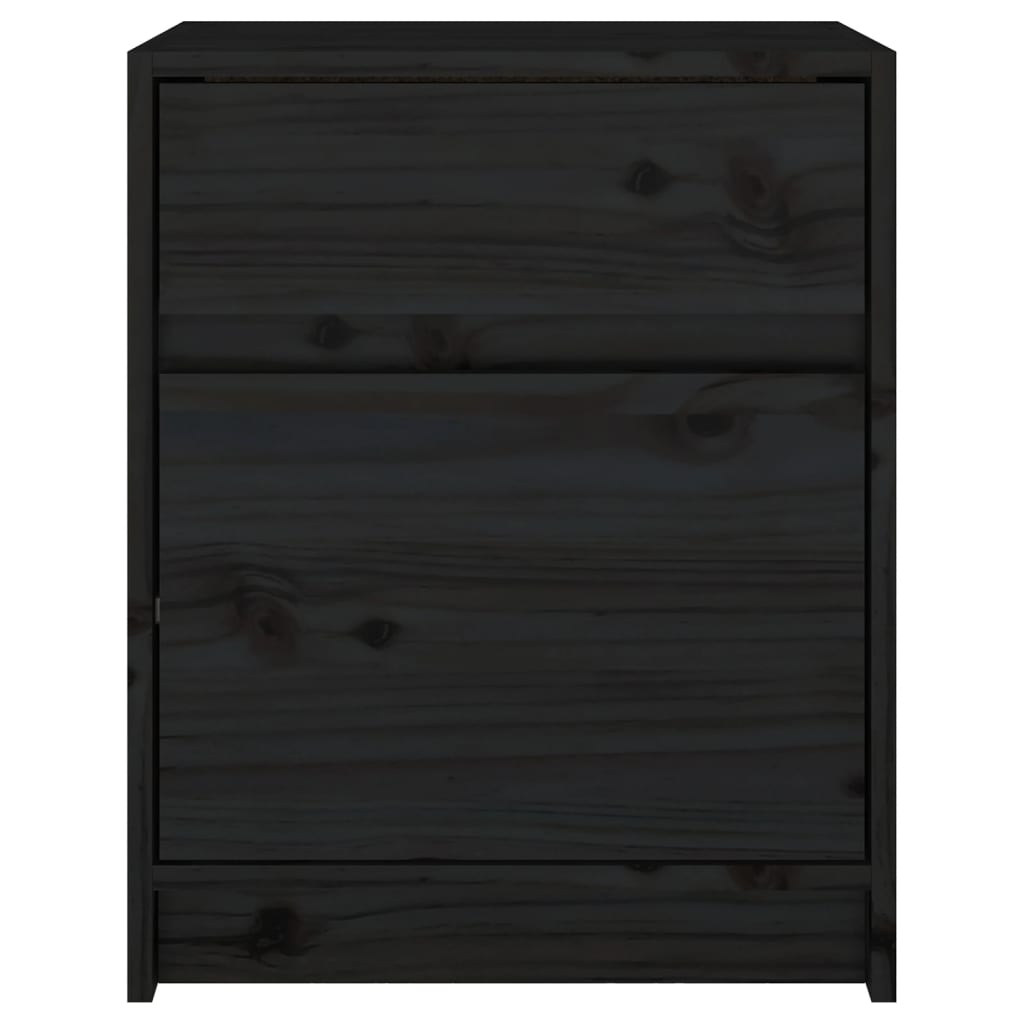 Nachtschränke 2 Stk. Schwarz 40x31x50 cm Massivholz Kiefer