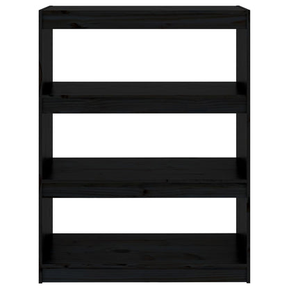 Bücherregal/Raumteiler Schwarz 80x30x103,5 cm Massivholz Kiefer