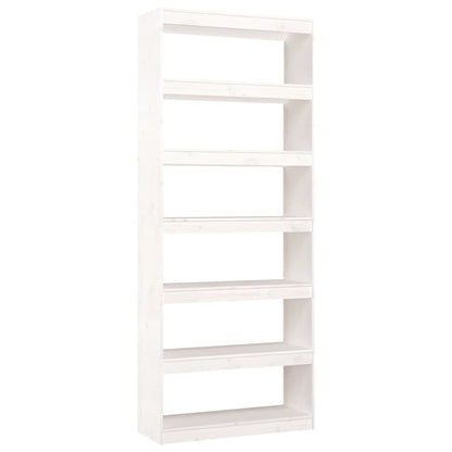 Bücherregal/Raumteiler Weiß 80x30x199,5 cm Massivholz Kiefer