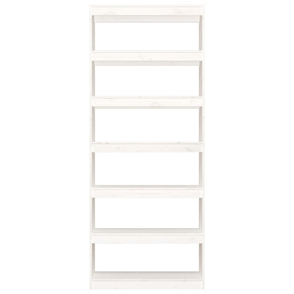 Bücherregal/Raumteiler Weiß 80x30x199,5 cm Massivholz Kiefer