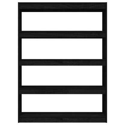 Bücherregal/Raumteiler Schwarz 100x30x135,5cm Kiefer Massivholz