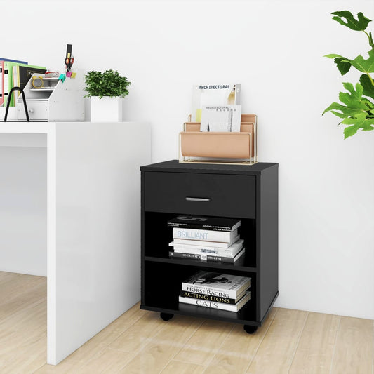 Rollschrank Schwarz 46x36x59 cm Holzwerkstoff
