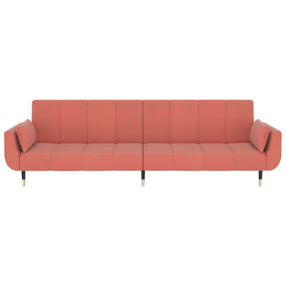 Schlafsofa 2-Sitzer mit 2 Kissen Rosa Samt