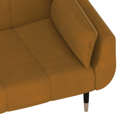Schlafsofa 2-Sitzer mit 2 Kissen Braun Samt