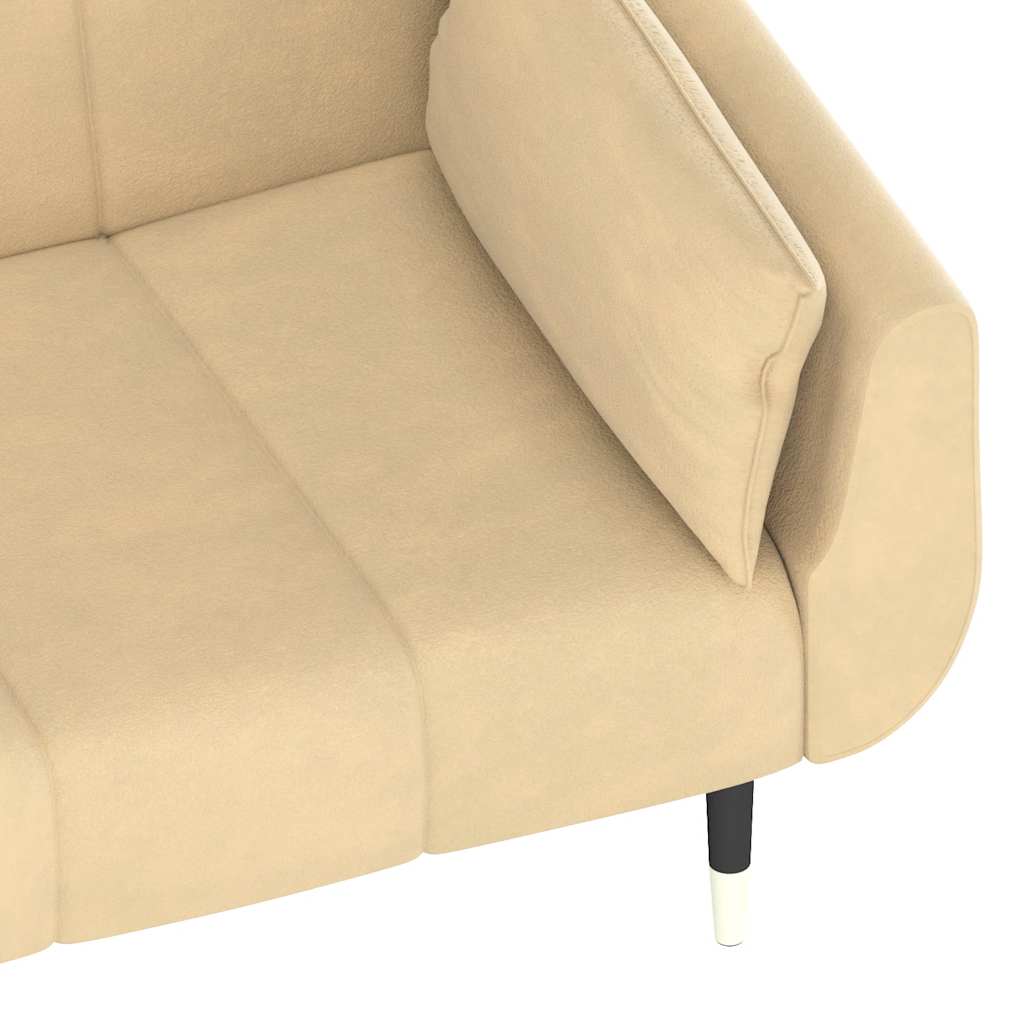 Schlafsofa 2-Sitzer mit 2 Kissen Creme Samt